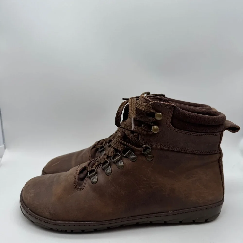 ZAQQ EXPEQ Brown Waterproof Barefoot‎ Hiking Boots Mens 41 Leather Zero Drop